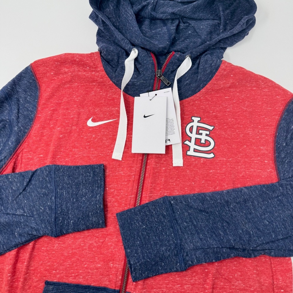 Nike St Louis Cardinals MLB Full Zip Hoodie Red Navy Heathered Womens Medium NEW